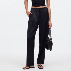 Madewell Pintucked Slim Pull-On Pants in Satin